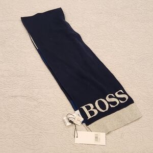 Boss Navy and Light Gray Neck Scarf NWT